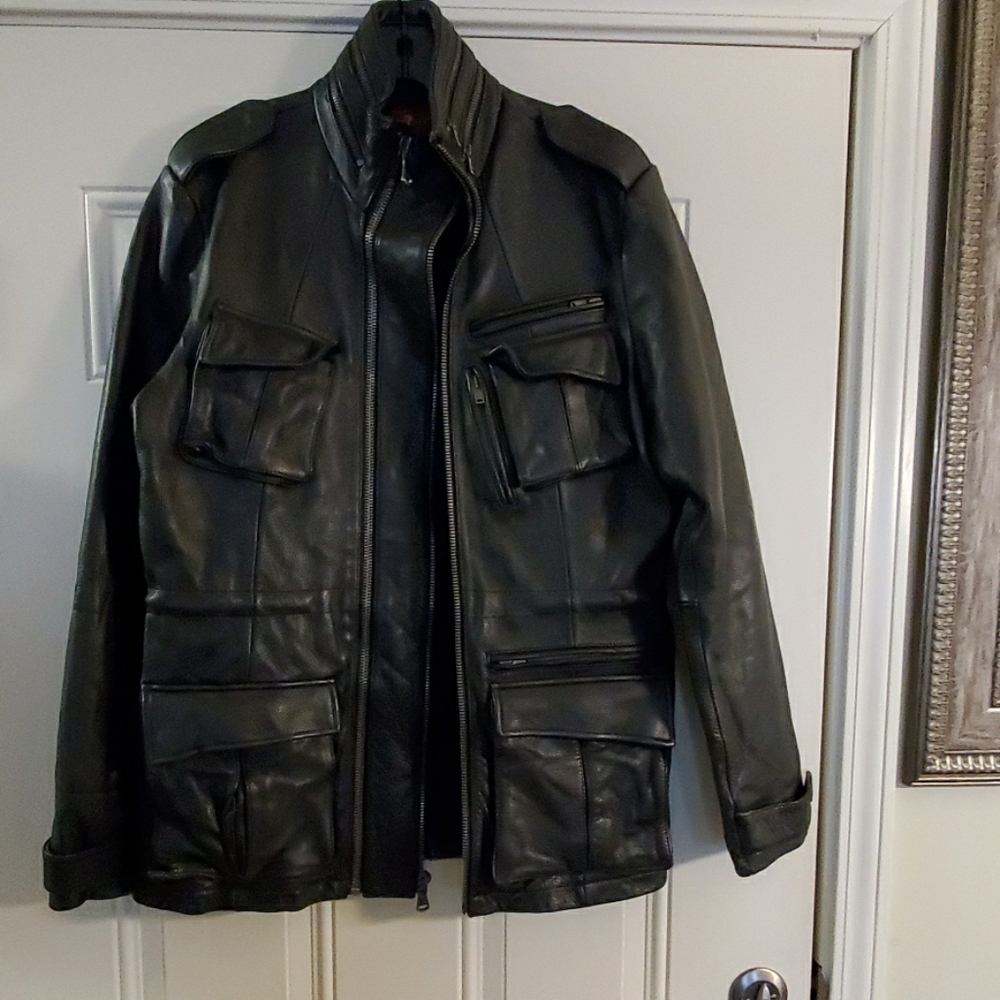 Men's black leather jacket sizeM 7for allmankind